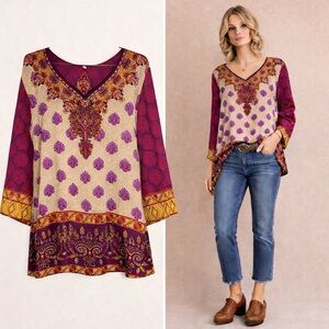 Women Pakistani Ethnic Kurti Tunic Kurta Top Shirt Dress, Sz L